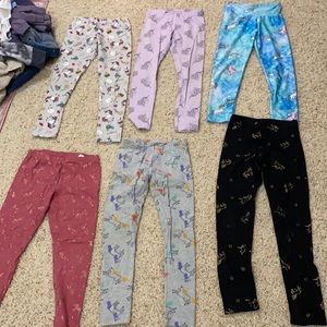 Pack of 6 unicorn leggings. Three 7/8, three 10/12
